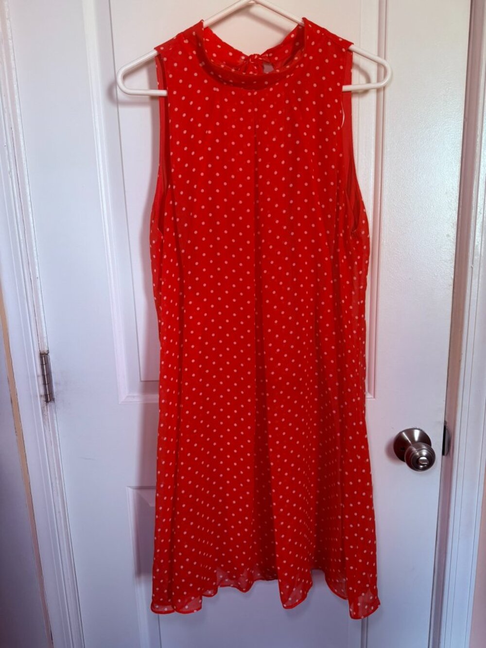 Signature by Robbie Bee Retro Polka Dot Mock Neck Back Tie Dress Size 16